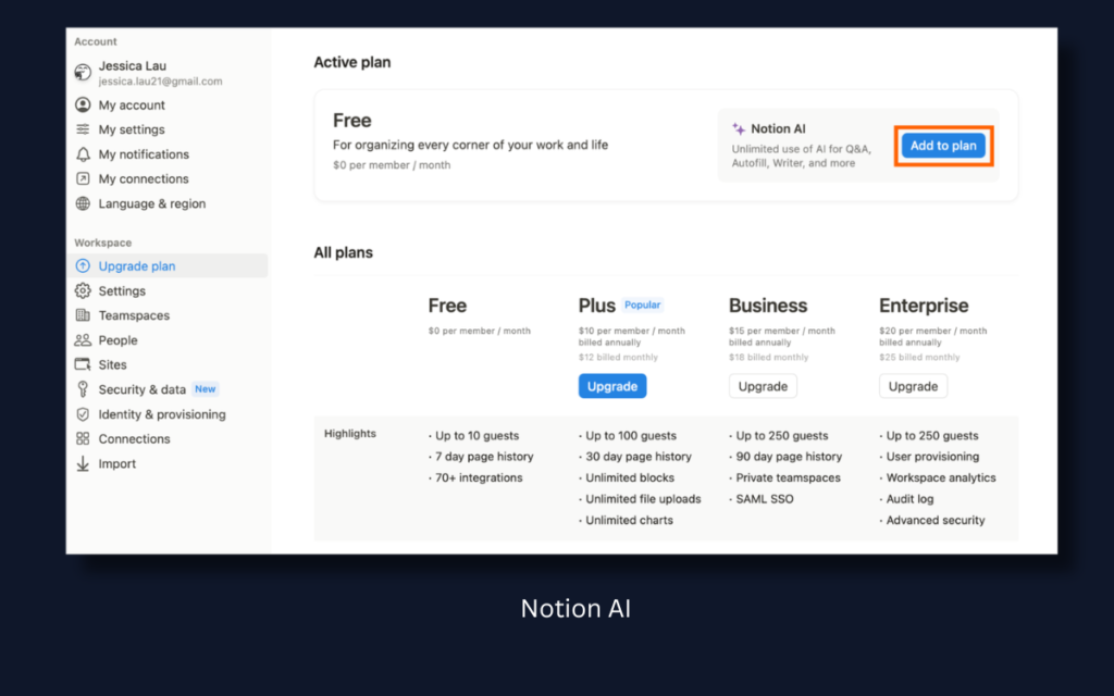 Notion AI - AI Tools for Productivity and Time Management