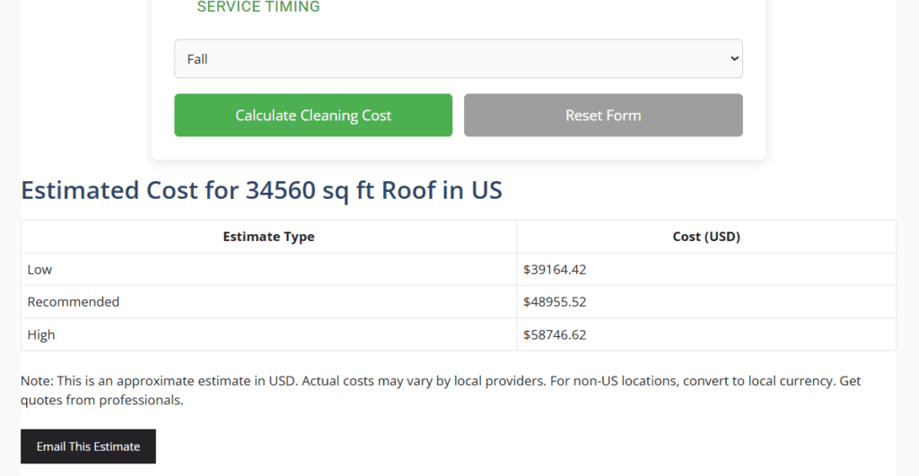 Calculate Cleaning Cost