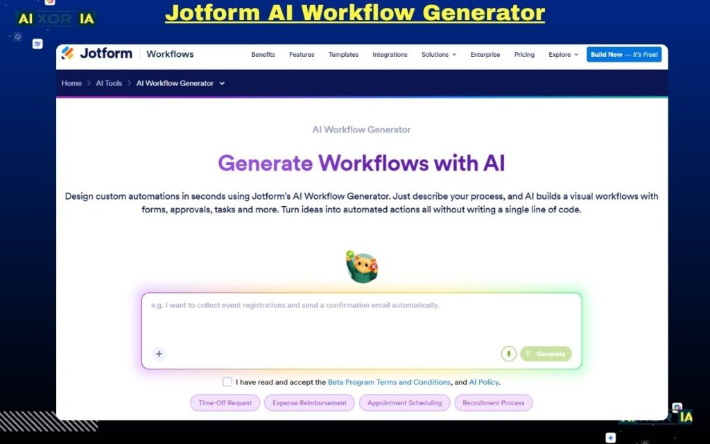 Jotform AI Workflow Generator