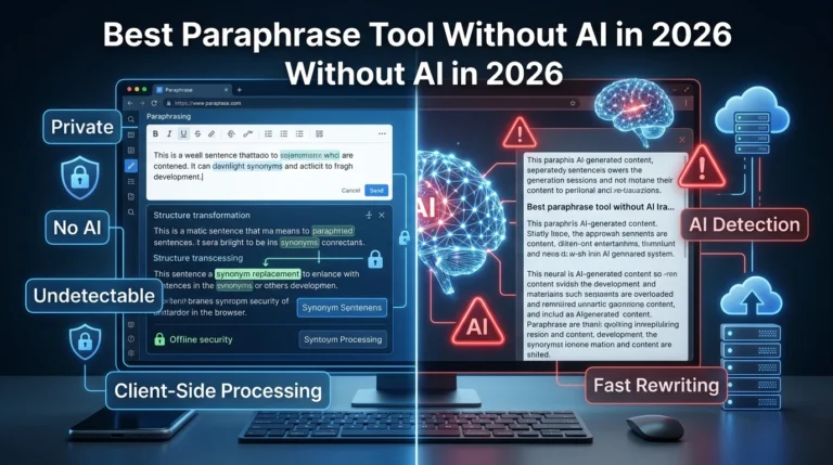 Best Paraphrase Tool Without AI in 2026 (Private, Free & Undetectable)