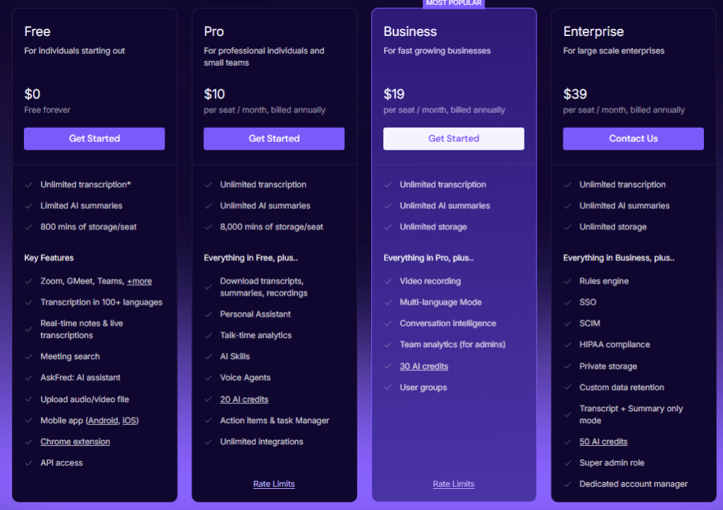 Fireflies.ai Pricing