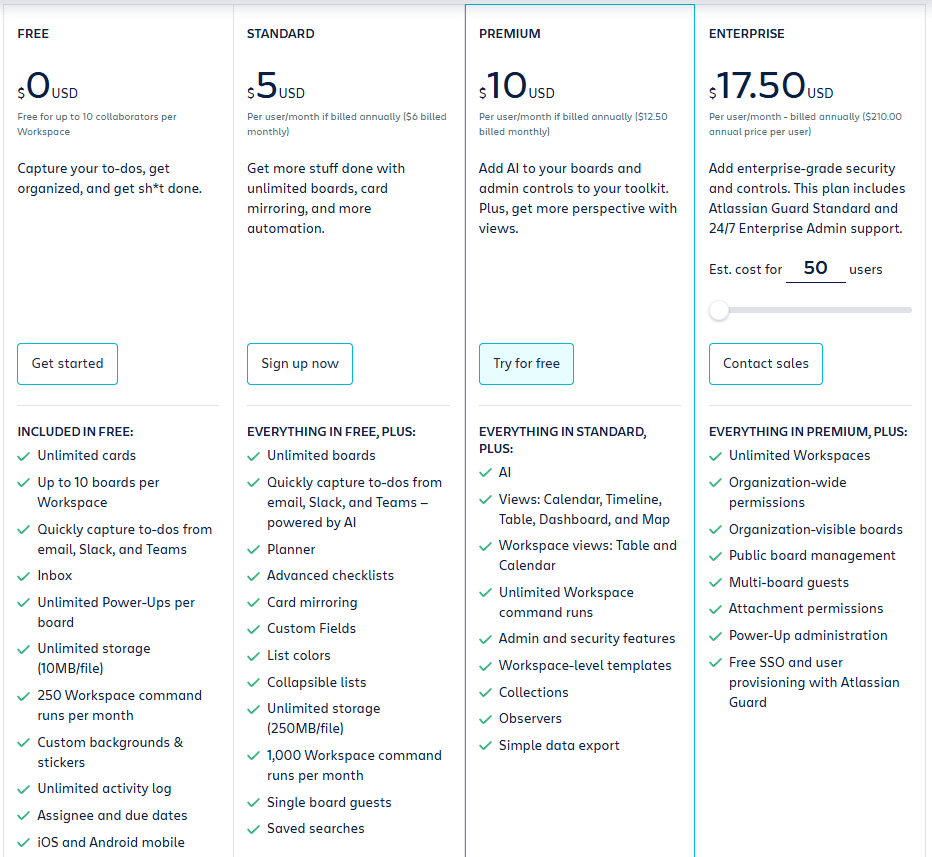 Trello Pricing (2026)
