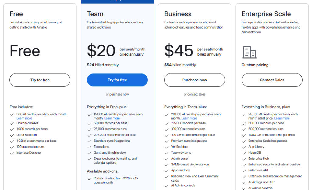Airtable Pricing (2026)