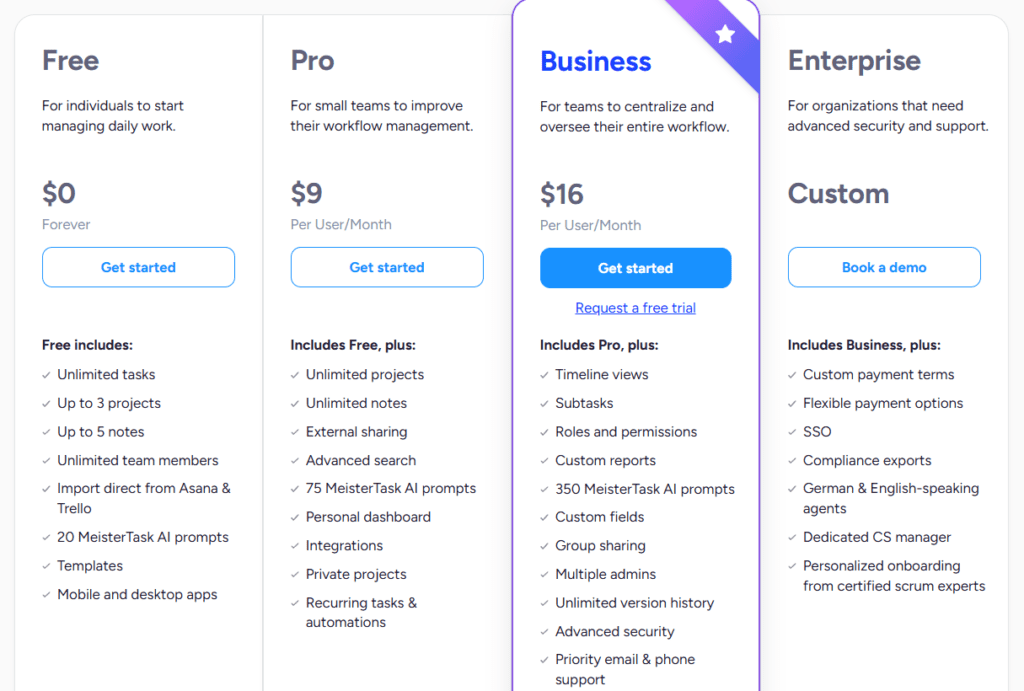 MeisterTask Pricing (2026)