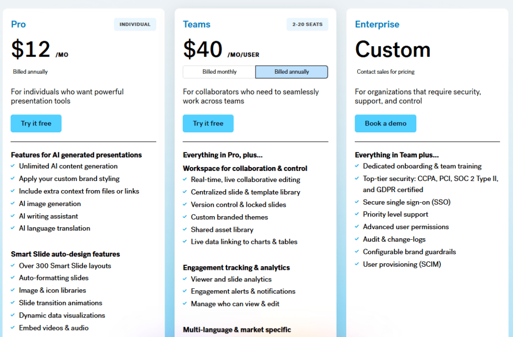 Beautiful.ai Pricing (USD)