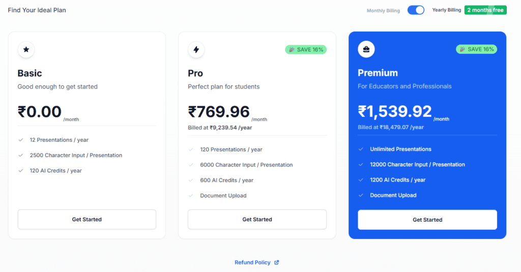 SlidesAI Pricing (USD)
