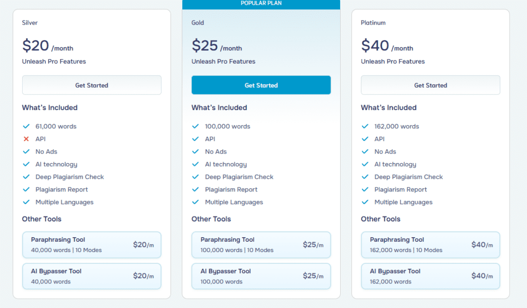 PlagiarismChecker.ai Pricing